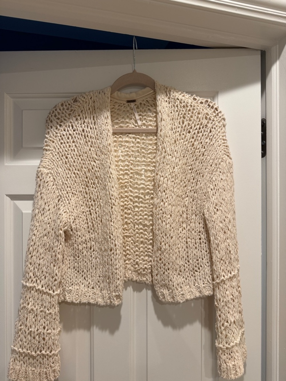 Free People Open-Front Chunky Knit Cardigan Cream